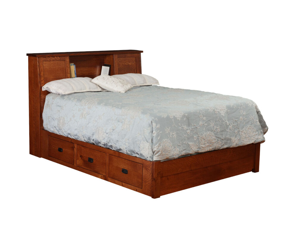 Bookcase Headboard Bed with Storage Rail Stone's Furniture