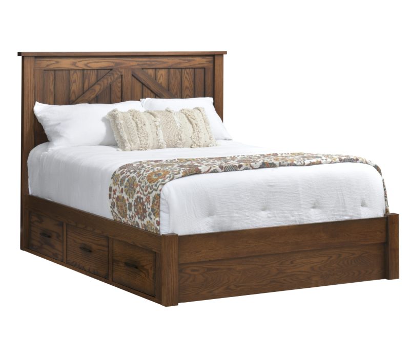 Mountain Lodge Panel Bed With Drawers To The Floor